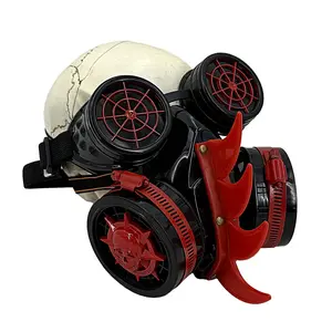 Cool Red Fire Skull Steampunk Gothic Gas Mask Goggles Halloween Costume Props