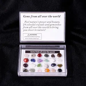 24pcs Mineral Rock Crystal Gift Set, Irregular Shaped Natural Stone Collection, Gemstone Healing Energy Stones for Christmas Gifts, Gemstones And Crystals