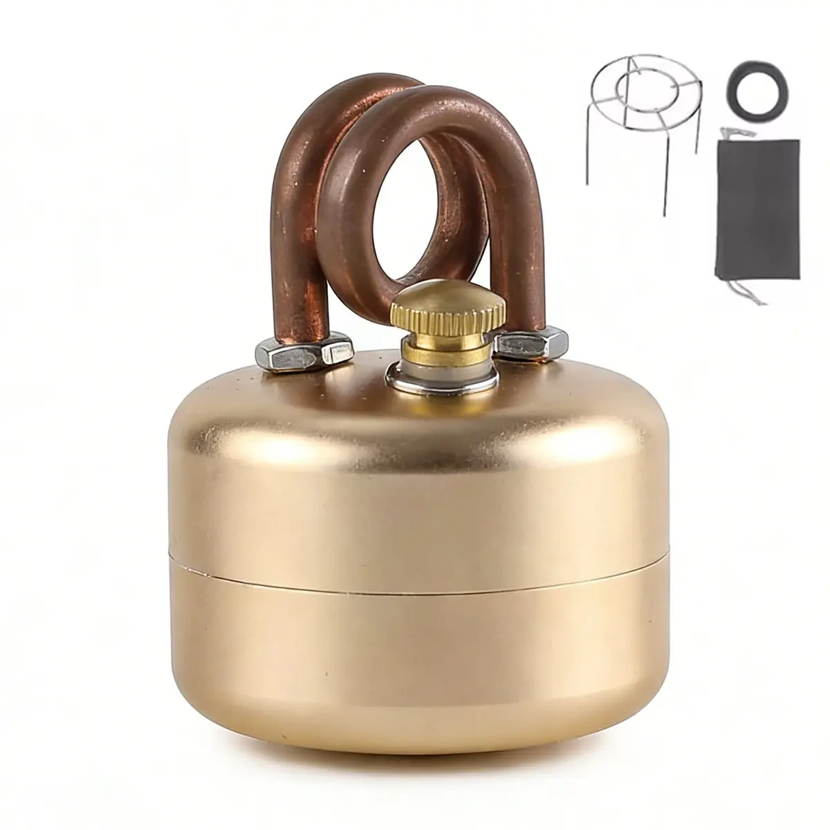 Mini Alcohol Camping Stove – Lightweight Brass & Aluminum Spirit Burner W/ Stand