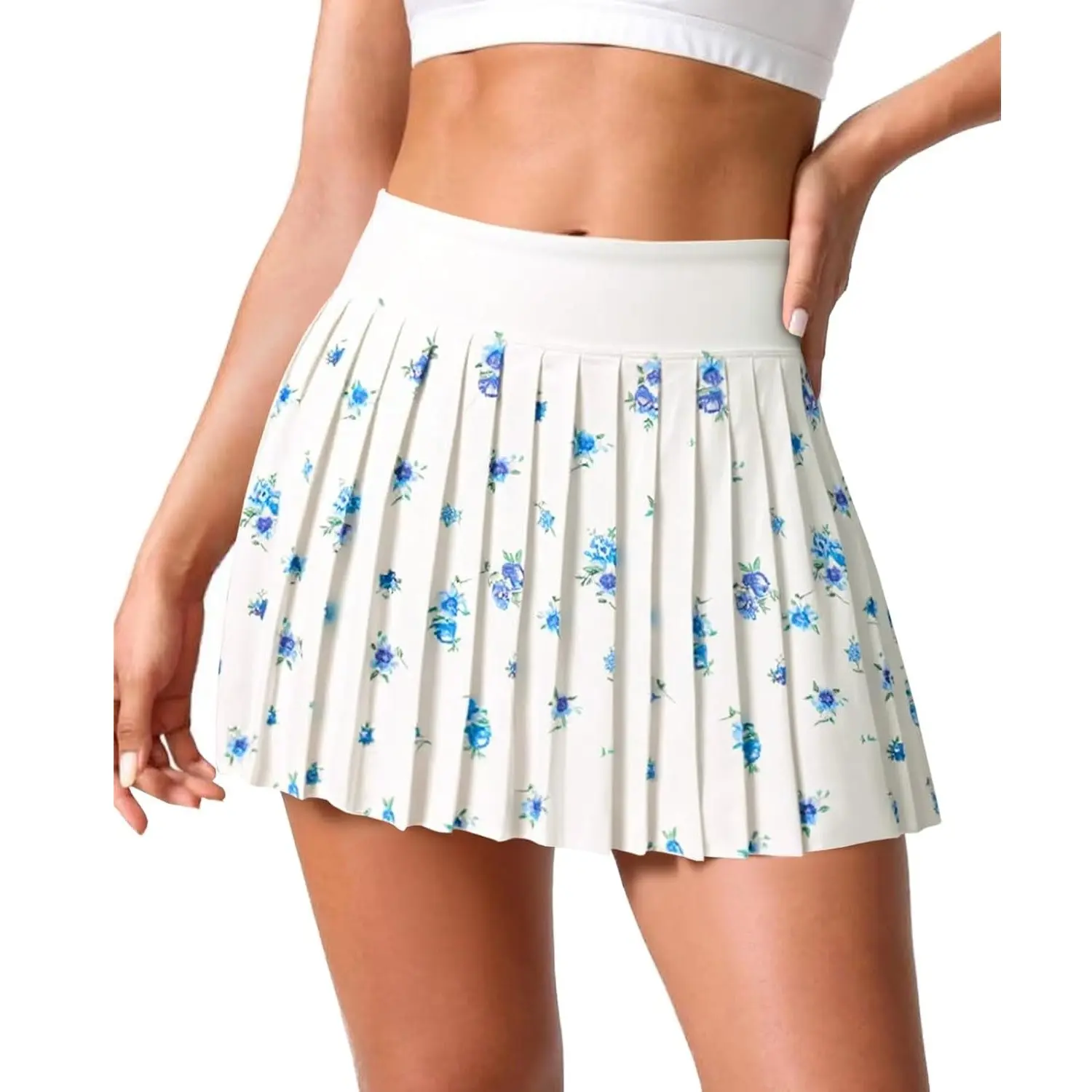 Fisoew Women's High Waisted Polyester Floral Print Pleated Tennis Skirt - Sporty Chic Style with Built-In Pockets & Inner Shorts for Workout #SummerVibes #TikTokShopJumpstartSale (Yoga Skirt Option), Yoga Skirts, Athletic Skirt