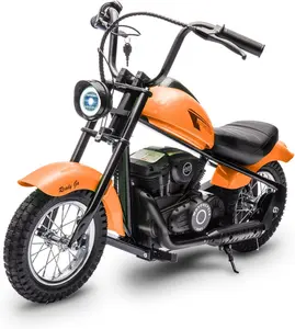 Orange Electric Dirt Bike For Kids With 15 MPH Top Speed 24V 300W Motor LED Lights And 12 Inch Air Filled Tires Orange
