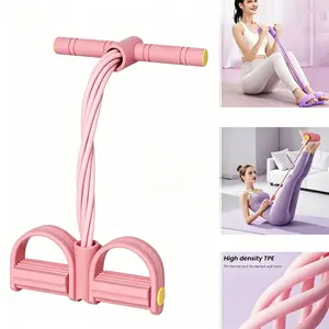 Multifunctional Tension Rope, 4-Tube Elastic Yoga Pedal Belt, Natural Latex Fitness Equipment, Workout Bands, Abdominal/waist/arm/leg Stretching, Home Pilates Equipment