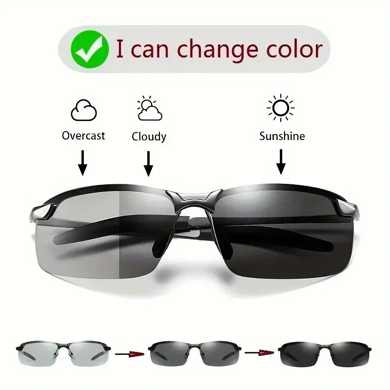 Paleshy Color Changing Sunglasses UV400 Polarized Shades for Driving Day & Night Automatically Adjusts from Clear to Dark Lenses