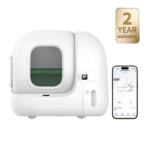 PETKIT PuraMax 2 Extra Large White Automatic Cat Litter Box with Lid - Self-Cleaner Tray, xSecure, Odor Control, 15-Day 76L Waste Bin, 7L Waste Bin, App-Controlled, Waterproof Pad, Clumping Litter Compatible, Leak-Free, Works with Clay/Bentonite/Saponite