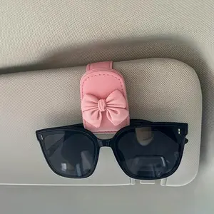 Bow Design Magnetic Glasses Clip, Car Sunshade Glasses Holder, Multi-functional Ticket Holder, Exquisite and Compact, Easy Installation, for Women Car Accessories