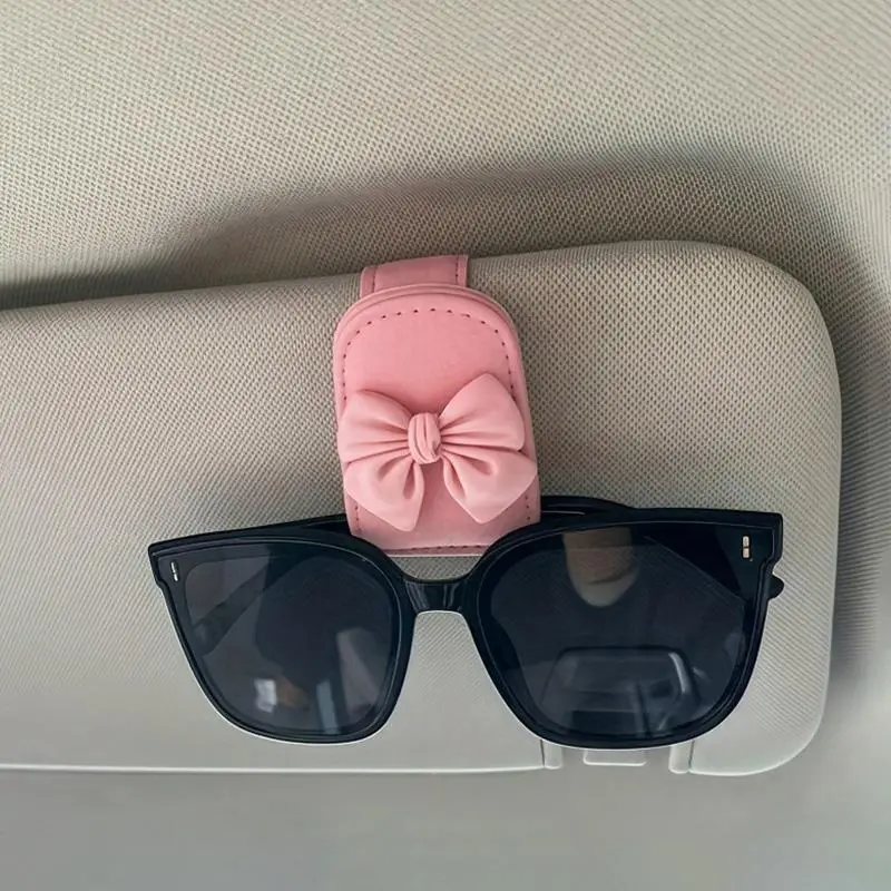 Bow Design Magnetic Glasses Clip, Car Sunshade Glasses Holder, Multi-functional Ticket Holder, Exquisite and Compact, Easy Installation, for Women Car