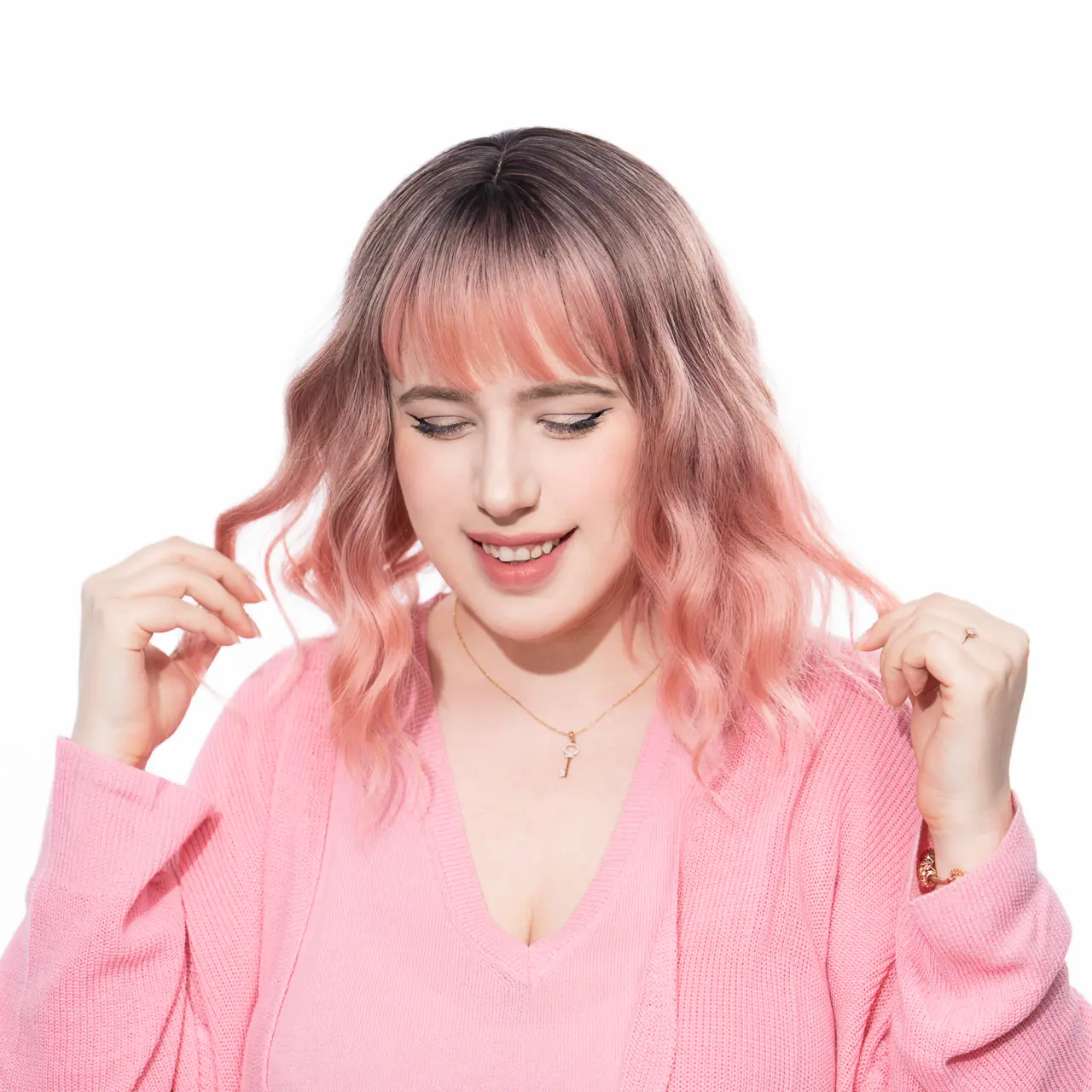 13.5-Inch Petroleum Pink Ombré Wave Synthetic Wig | 【Heat Resistant】【Cap Included】 | #24 @27 41FSGB