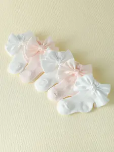 5 Pairs Summer Baby Newborn Large Bow Net Breathable Princess Short Socks, Ideal for Baby Hundred Days, Full Moon, First Birthday, Socks Set