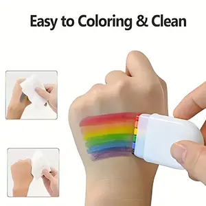 6 Color Rainbow Face Body Paint Set, Pride Face Paint, Washable Makeup Sticks, Perfect for Parades, Role Play, Parties, Holidays