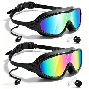 Swim Goggles 2 Pack, Wide View Anti Fog&UV Swimming Goggles for Audlt, No Leaking Swim Glasses for Men Women Kids , for Adult Men Women, Anti-fog UV Protection No Leak 180° Wide View Clear Vision Pool Goggles, Water Goggles, Swimming Accessories