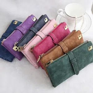 Womens Ladies Suede Leather Clutch Wallet Long Card Holder Case Purse Handbag