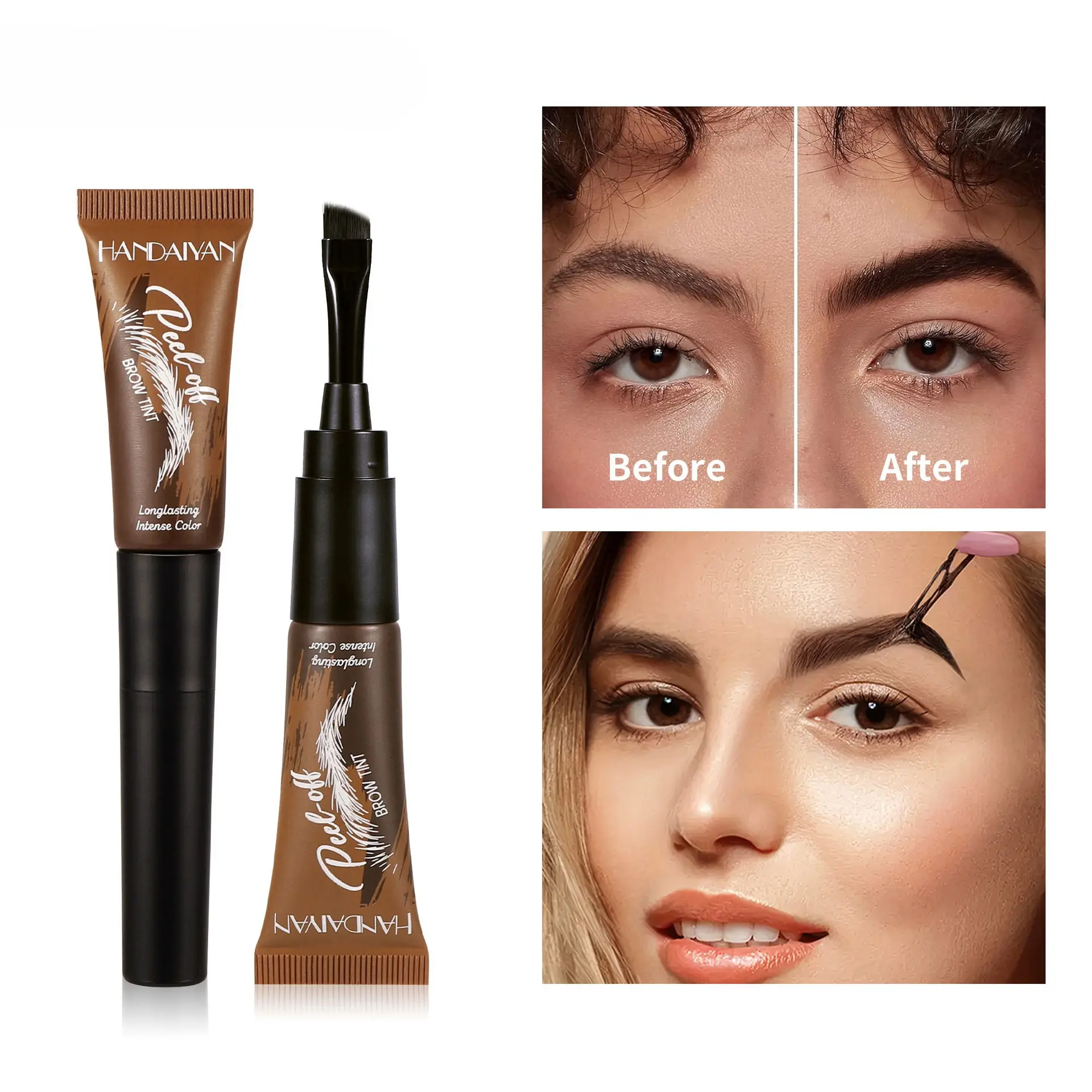 Peel Off Brow Tint Eyebrow Gel - 3-Day Long-Lasting, Waterproof, Sweat-Proof Brow Dye with Precision Blade Brush, Natural Eyebrow Makeup for Beginners