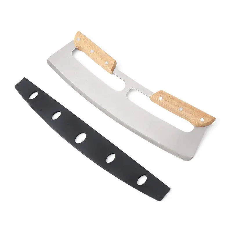 Stainless Steel Pizza Cutter with Wooden Handle, Sharp Durable Slicer with Protective Cover, Easy Pizza Cutting Tool for Home Chefs, Kitchen Cooking Accessories, Kitchen Gadgets