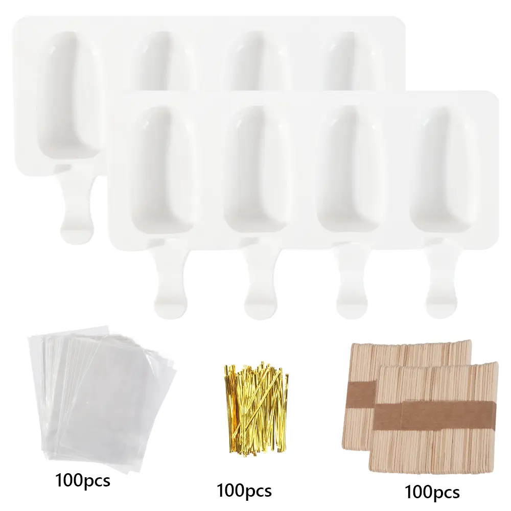 2 Pcs Food Grade Silicon Oreo Cookie Chocolate Molds - 4-Cavity Rice Cereal Bar Trays with Sticks, Multi-Use Heat Resistant Non-Stick Baking Supplies for Mini Cakes, Jelly - Home Improvement