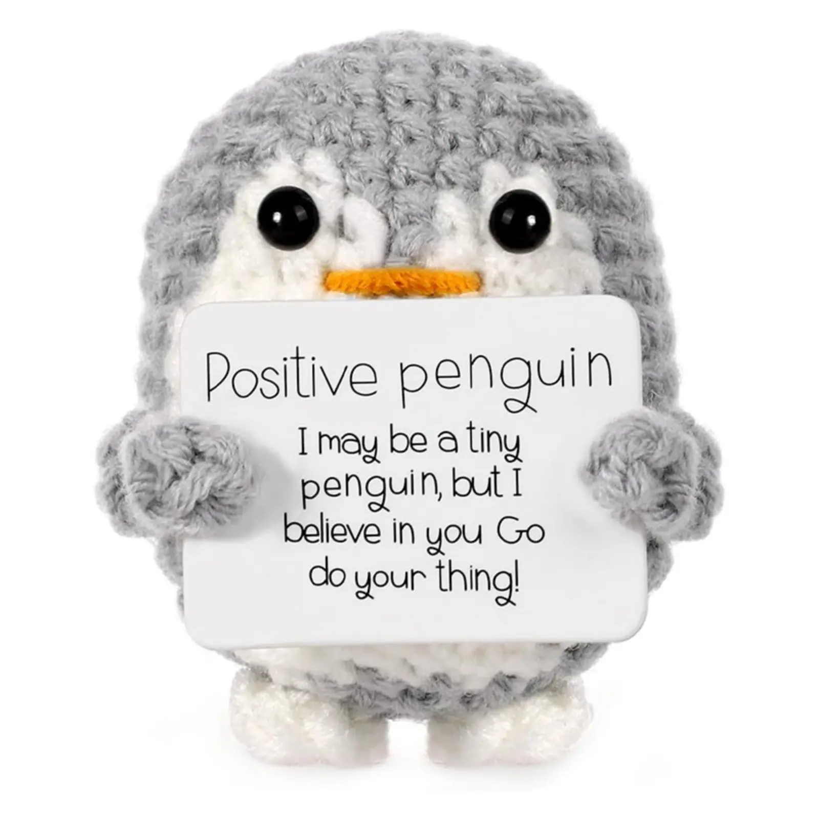 Hand Crochet Penguin Decoration, Small Emotional Support Companion with Positive Energy Sign, Unisex Expressive Gift