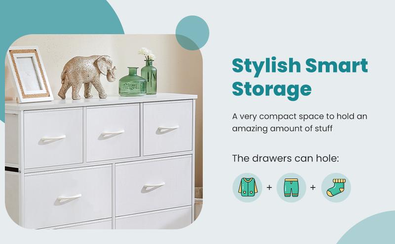 Organizer Storage, Chest Fabric Bins, Long Dresser with Wood Top for Bedroom, Closet, Entryway, 7-Drawers dressers Furniture Organization Organizer Storage, Chest Fabric Bins, Long Dresser with Wood Top for Bedroom, Closet, Entryway, 7-Drawers dressers Furniture Organization