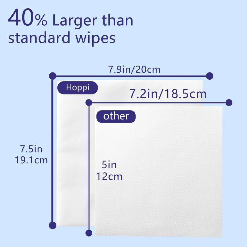 Hoppi Flushable Baby Wipes, 99% water content, hypoallergenic, suitable for sensitive skin, plant-based formula, fragrance-free, safe for sewers and septic systems, silky smooth and easy-to-flush toilet training wipes for toddlers (224 wipes, 4 packs)