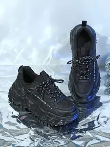 Men's Fashionable Patchwork Lace Up Low Top Sneakers, Casual Comfortable Breathable Sports Running Shoes, Male All-match Round Toe Chunky Sneakers for Daily Life, Closed