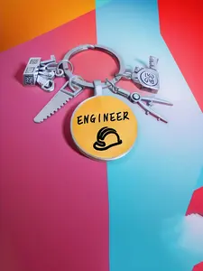 Engineer Ruler Creative Tool Keychain Wallet Backpack Car Accessory, Cute Cartoon Character Pattern, No Choking Hazard, No Ca Prop 65