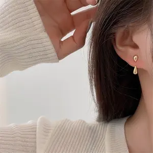 Korean-style simple and compact glossy water drop earrings for women, versatile two-way wear earrings in a minimalist style E50187-EH