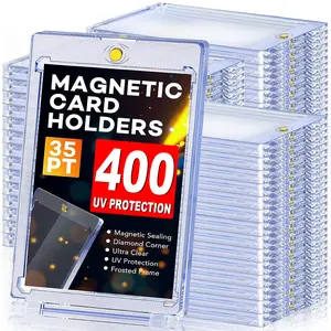 Upgraded Thickened HD 35PT Magnetic Trading Card Toploaders - UV400-Resistant Clear Acrylic Cases with Strong Top Magnet Closure, Durable Transparent Storage for MTG, NFL Collectible Cards Storage Compatible with Pokemon TCG, MTG, NBA, NFL, MLB Sports