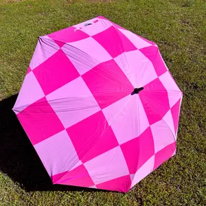 Pink Checkerboard - UPF 50+ Large Golf Umbrella