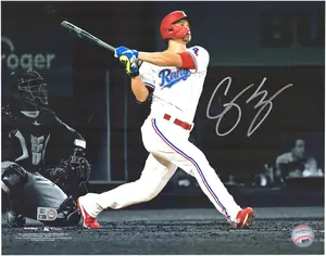 Corey Seager Texas Rangers Autographed 11" x 14" Spotlight Hitting Photograph - Fanatics Authentic Certified
