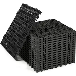 Modular Interlocking Cushion Drainage Floor Tiles, 16-Pack 11.8"x11.8" PVC Raised Non-Slip Interlocking Mats with Drain Holes for Deck, Pool, Garage, Shower, Patio, Bathroom, Sauna, Yard