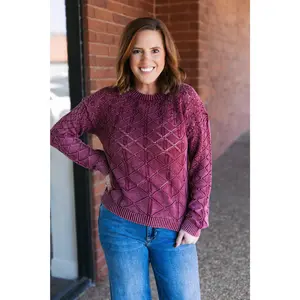 Colette Vintage Wash Sweater - Bordeaux Acid