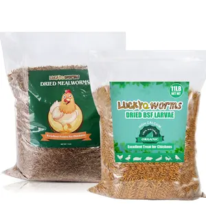 LuckyQworms 11 lbs Dried Black Soldier Fly Larvae and 11 lbs Dried Mealworms for Chickens Birds Bluebirds Hamsters Turtles Fish Hedgehogs High Protein Omega-3 Fatty Acids Pet Food for Poultry Reptile Rodent Daily Treats
