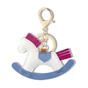 Women's Bag Charm Decoration, Cartoon Rocking Wooden Horse, Leather Charm Key Chain, Stylish Accessory for Bags, Unique Gift Idea