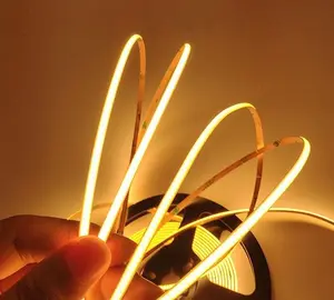 Warm white DC12v LED Strip Lighting, 4mm Width Night Light, 480LEDsM Uniform Glow COB Bendable Tape Cutting Designed Rope Flexible Counter Light