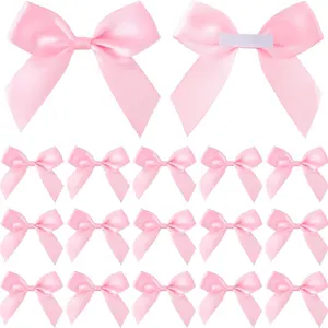 Pink Satin Ribbon Bows 2" Self Adhesive Satin Bows for Gift Wrapping Premade Ribbon Bows with Double-Sided Tape for Making Crafts Baby Shower Birthday Party Wedding Decorations, 15 PCs Gift Wrapping Supplies Party Gift Packs