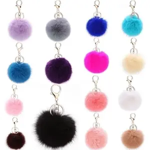Llavero Colgante de Pompón Peludo - Colorful Beads for Car Keys, Ideal for Car Keys, Soft and Stylish Design