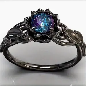 1pc Fashionable Floral Colored Gemstone Ring for Women’s Daily Wear and Stylish Decoration