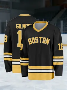 Happy Gilmore Headgear Classics Hockey Jersey Men's  Boston #18, Comfortable Breathable Quick-Dry Sportswear, Perfect Gift for Sports Training, Athletic Apparel