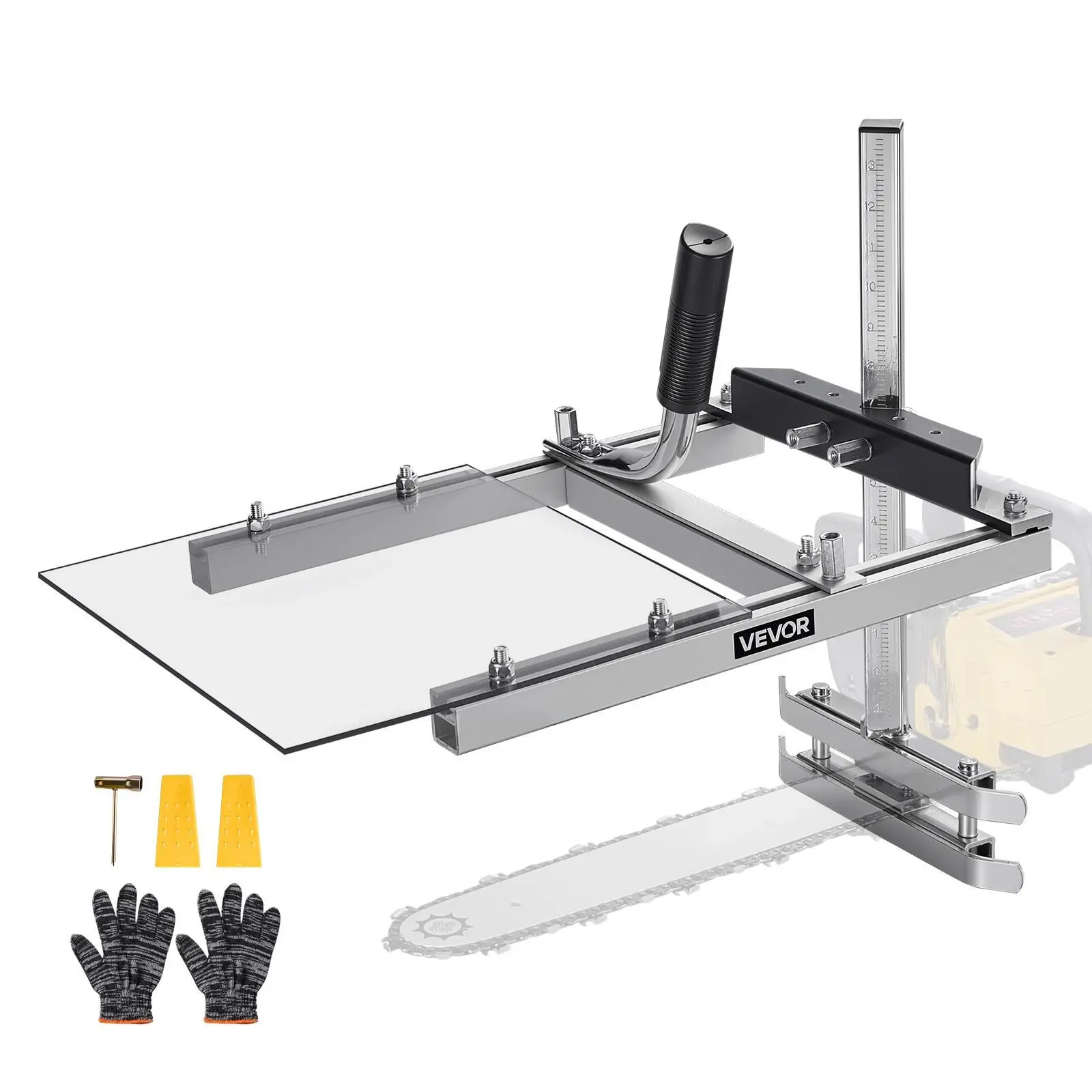 VEVOR Chainsaw Mill, Portable Sawmill Fits 16-20 in Planking Milling Bar, Lumber Cross Cutting Guide Chain Saw with Shield, 0.2-11.81 in Cutting Thickness, Timber Chainsaw Mill Kit for Woodworkers#BackToSchool