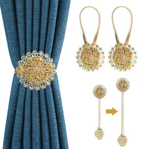 2-piece Set of Magnetic Curtain Ties, Decorative Curtain Fasteners, No Drilling, Installation Free, Suitable for Home Office Decoration