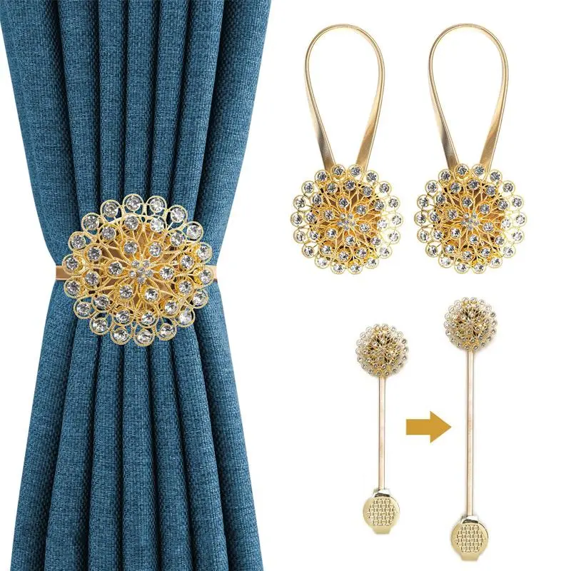 2-piece Set of Magnetic Curtain Ties, Decorative Curtain Fasteners, No Drilling, Installation Free, Suitable for Home Office Decoration