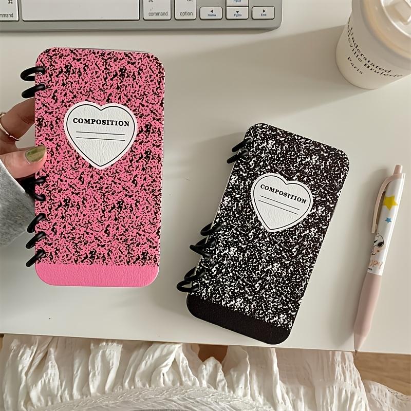 Black and Pink Splash Ink Pattern Creative Flip Notebook Phone Case ...