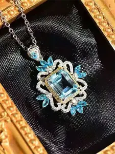 1 PC Gorgeous Cubic Zirconia Dangling Charms Necklace Pendant For Women Valentine's Day Gift Wedding Jewelry Dainty Layering Jewelry