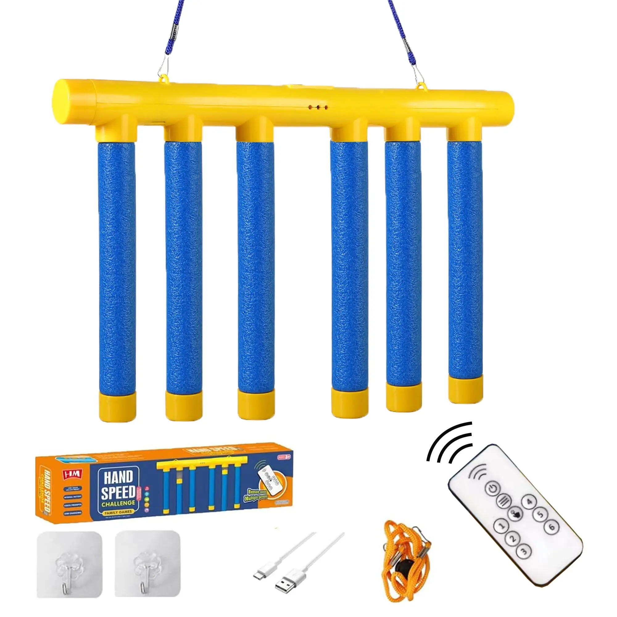 Ideal Family Gift!Reflex Drop Sticks Challenge Game, Upgrade Remote Control 3 Adjustable Speed Hand Eye Coordination Training Toy, Suitable for All Ages Indoor Outdoor Christmas Party Use