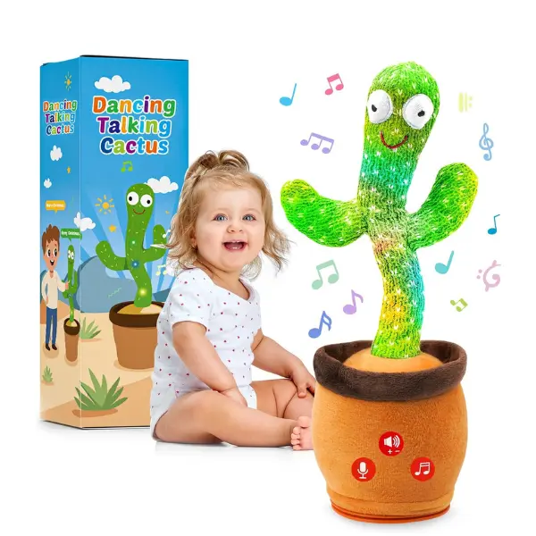 Talking Cactus Stuffed Toy for Kids, PVC-Free Automatic Play Toy with Dancing Wiggling, Repeats What You Say & Songs, Interactive Yes-Response Funny Halloween Gift for Boys Girls