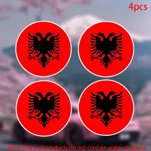 4pcs-Albania Flag Round Sticker-Car stickers for doors, windows, laptops, luggage, furniture and bumpers-durable adhesive vinyl material