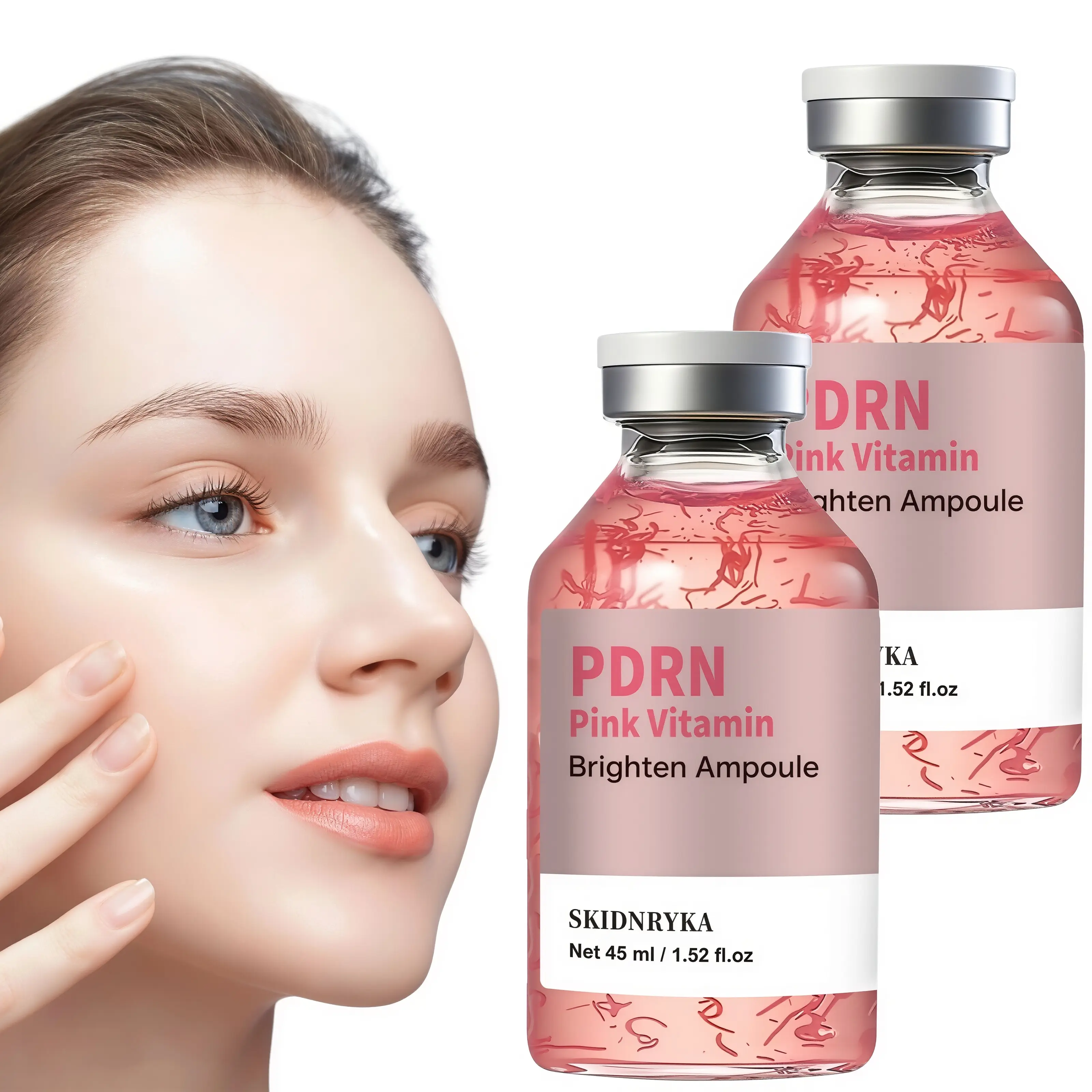 PDRN & Hyaluronic Acid Facelift Serum Ampoule with Applicator Head (45ml) - 45ml Daily Anti Aging Moisturizer, Deeply Hydrating Radiance-Boosting Serums & Essences, Refreshing Non-Sticky Ampoule Treatment for Morning & Evening Skincare Anti Wrinkle Skin M