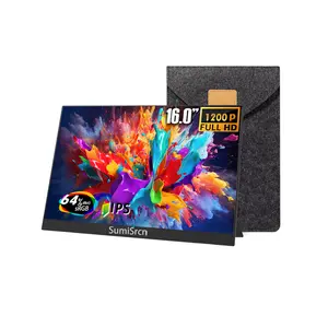 Portable Monitor 16inch FHD 1200P Ultra-Slim Travel External Monitor HDR IPS Gaming Display with Kickstand &Speakers USB-C HDMI Plug&Play，for Laptop PC Phone PS4/5 Xbox Switch