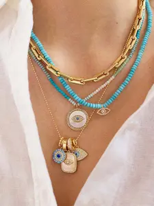 Evil Eye Charm Necklace - Turquoise Evil Eye