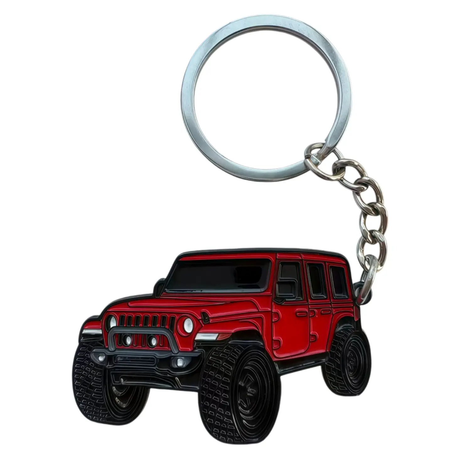 Heavy Duty Lightweight Zinc Alloy Car Key Chain - 50×70mm Smooth Bright Double Sided Pendant Key Ring for Wrangler Owners, Collectibles, Automotive Interior Accessories, Gift Choice