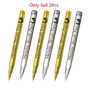 3 Pcs Metallic Permanent Marker Pens, Waterproof Fade-Resistant Gold and Silver Markers, Smooth Writing Drawing Craft Pens, Durable Art Supplies for Epoxy Resin, Scrapbooking, Card Making and Handmade Creation