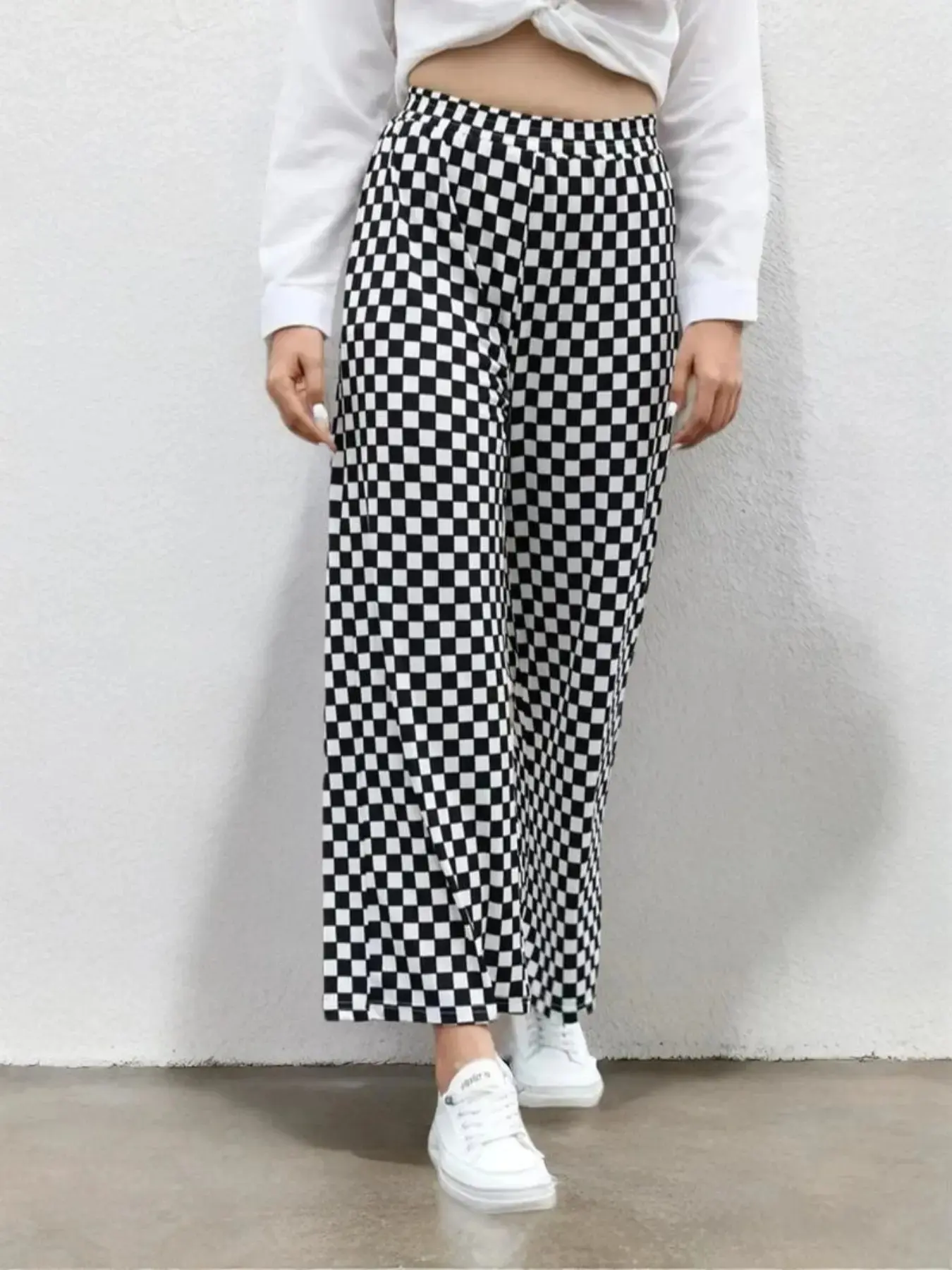 Plus Size Women's Fashion Plaid Printed Long Pants, Casual Loose Pants, Casual Streetwear Pants, Casual Fit Comfy Trousers, Comfortable and Stylish Trousers for Everyday Wear, Trendy Plus Size Fashion